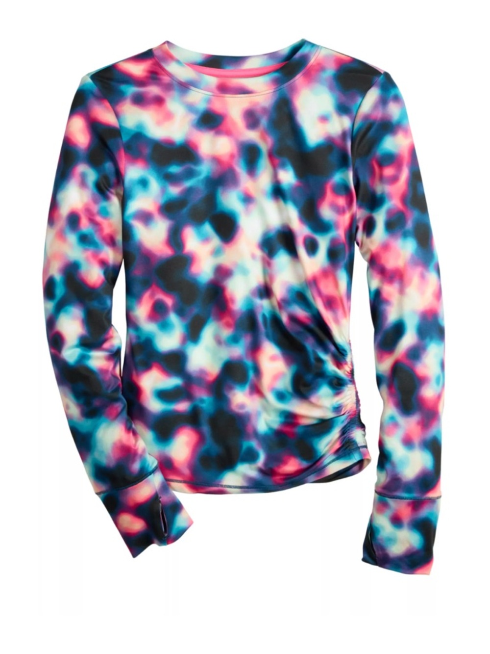 Tek Gear® Soft Tek Ruched Tie Dye Long Sleeve Tee Girls XL (14/16)
